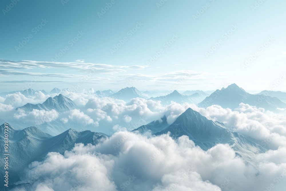 A serene yet strong visual concept featuring a robust mountain range enveloped by soft clouds. The image conveys a sense of strength combined with gentleness, with the high-resolution format A serene yet strong visual concept featuring a robust mountain range enveloped by soft clouds. The image conveys a sense of strength combined with gentleness, with the high-resolution format