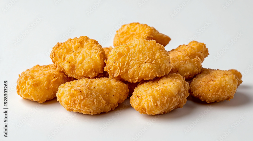 crispy chicken nuggets with a golden-brown exterior, isolated on a white background crispy chicken nuggets with a golden-brown exterior, isolated on a white background