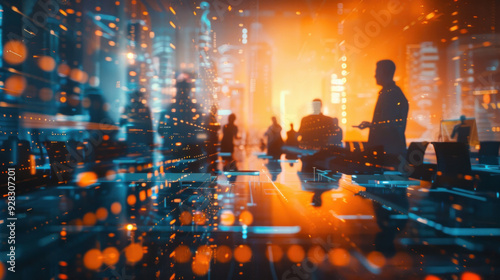 Digital technology concept, human resources, wide angle image for banner or advertisement.