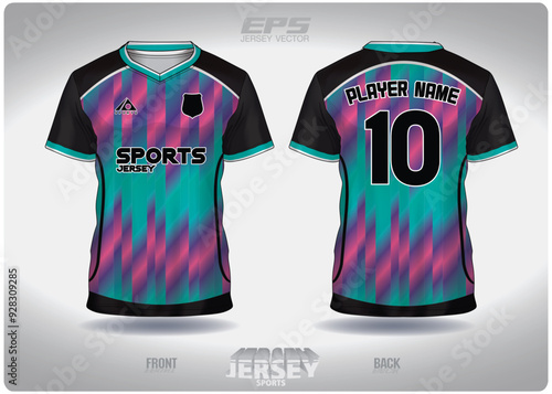 EPS jersey sports shirt vector.Northern lights pattern design, illustration, textile background for V-neck sports t-shirt, football jersey shirt