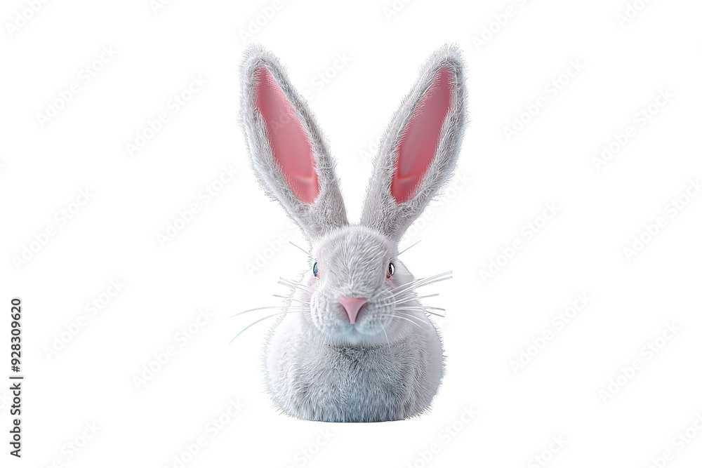 Fototapeta premium cute rabbit isolated on transparent png background, happy bunny running on floor, adorable fluffy rabbit that sniffing.