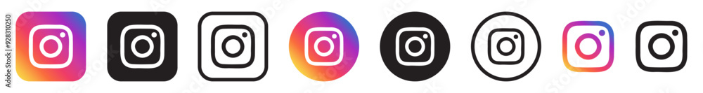 Set of Social media icon. Popular social media instagram logo vector ...