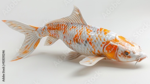 Red and White Koi Fish with Elegant Fins