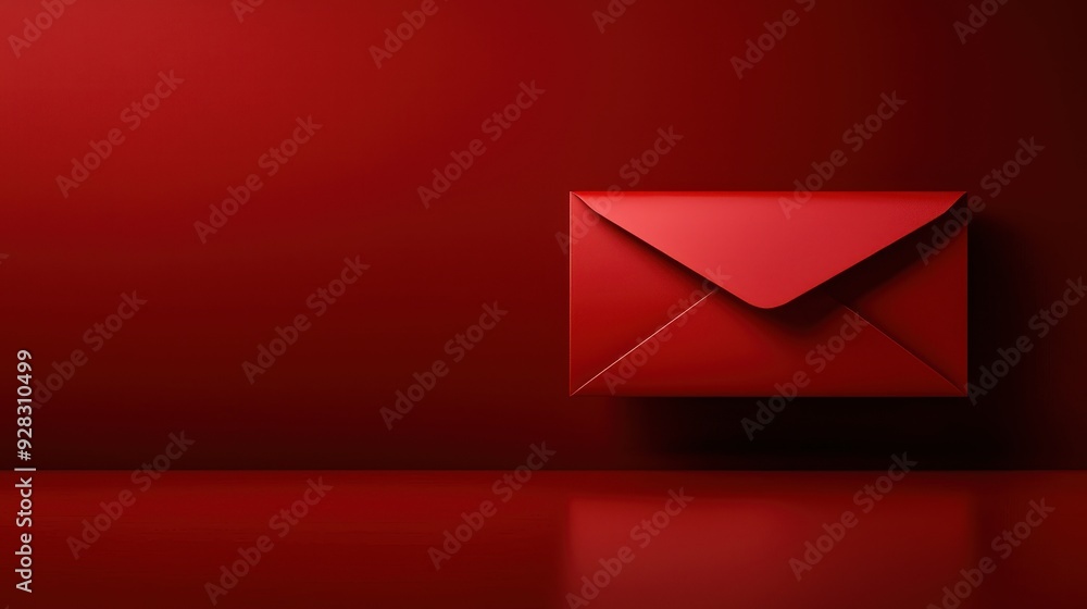 A vibrant red envelope on a matching red background, perfect for conveying messages of love and celebration.