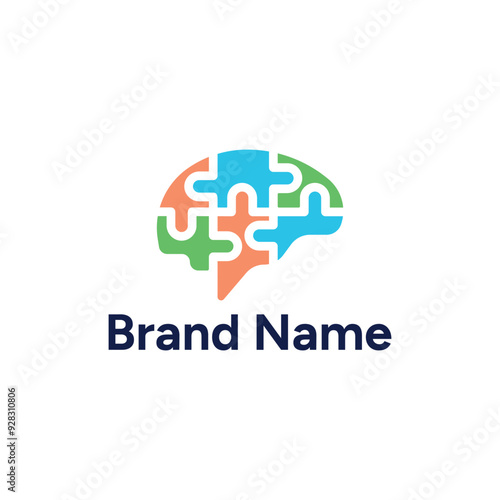Colorful Brain Puzzles Logo Concept