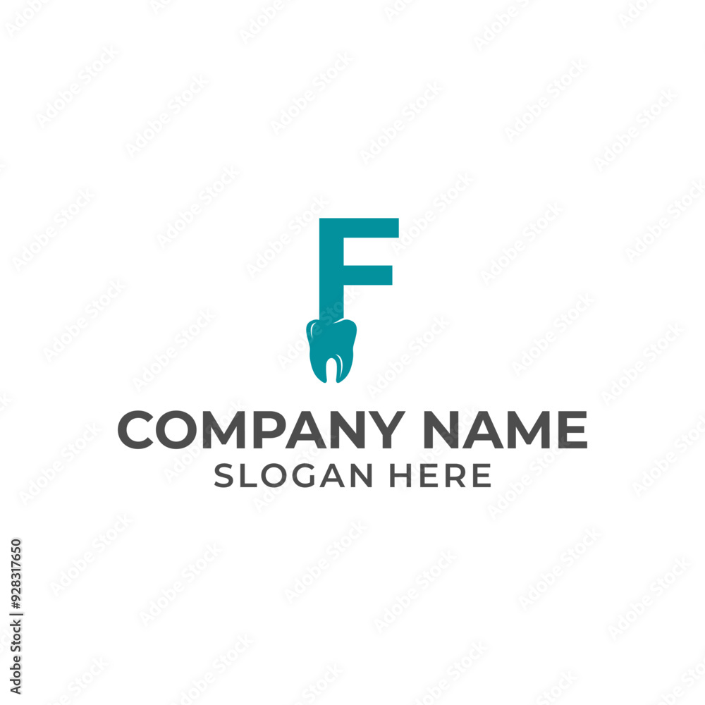 Letter F logo dental. F dental logo template Letter F logo dental. F dental logo template