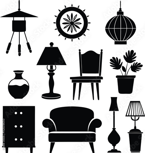 Luxury Furniture Versatile Black Silhouette Vector Series
