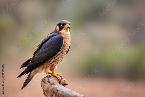 Aplomado falcon bird blurry nature background, Ai Generated photo