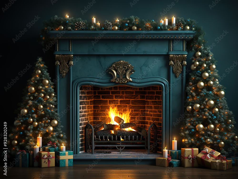 Eyecatching Christmas gifts in front of a fireplace Eyecatching Christmas gifts in front of a fireplace
