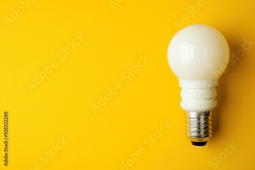 A light bulb rests on a bright yellow backdrop, symbolizing energy efficiency and sustainable living strategies. photo