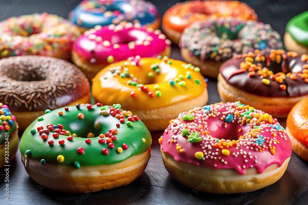 Stunning Photos of Colorful Donuts. Vibrant and Beautifully Decorated. Sweet Treats. Bakery. Glaze. Stunning Photos of Colorful Donuts. Vibrant and Beautifully Decorated. Sweet Treats. Bakery. Glaze.