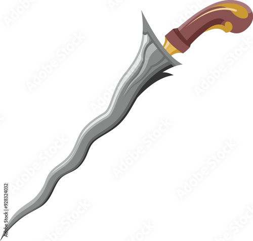 Foto Keris, Kris, Java Weapon, Jawa, Silat, Keraton Vector Art