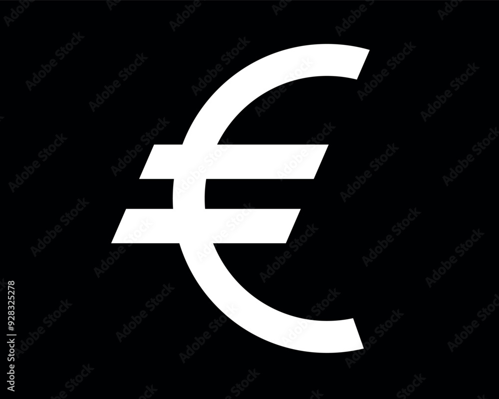 Obraz premium Euro sign. Simple web navigation icon. Symbol of currency, finance, business and banking. Money label. Gray flat coin isolated on white background. Flat design concept Stock illustration
