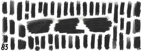 Grunge stripes mega set bundle collection. Black labels, frames, paint texture. Brush strokes mockups template. Background handmade design elements. photo