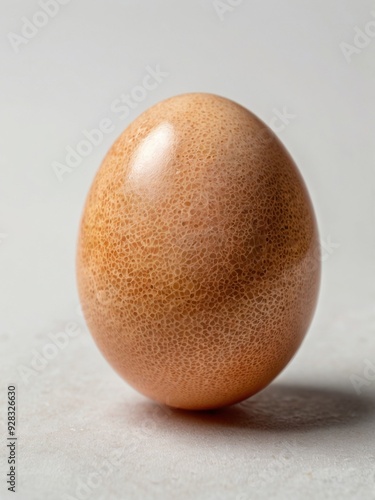 Brown speckled egg on neutral background