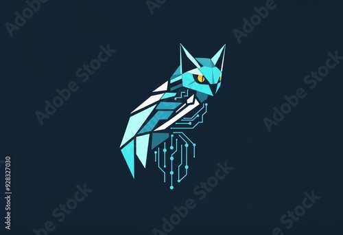 Geometric Animal Logo A stylized cyber animal like an owl or fox photo