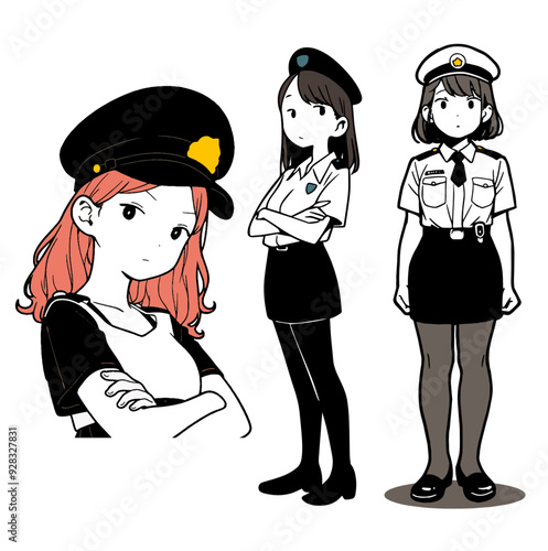 ミニスカポリスのシンプルイラスト