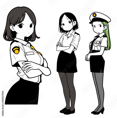 ミニスカポリスのシンプルイラスト