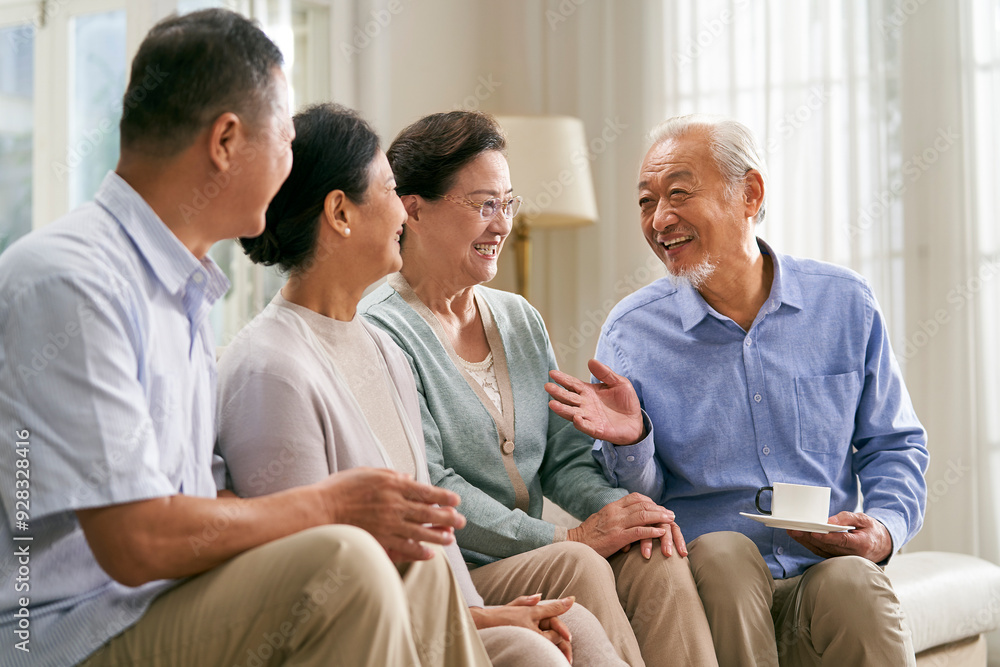 group of asian senior people gathering at home group of asian senior people gathering at home