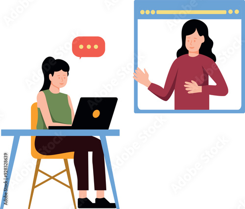 The girl is working on the laptop.