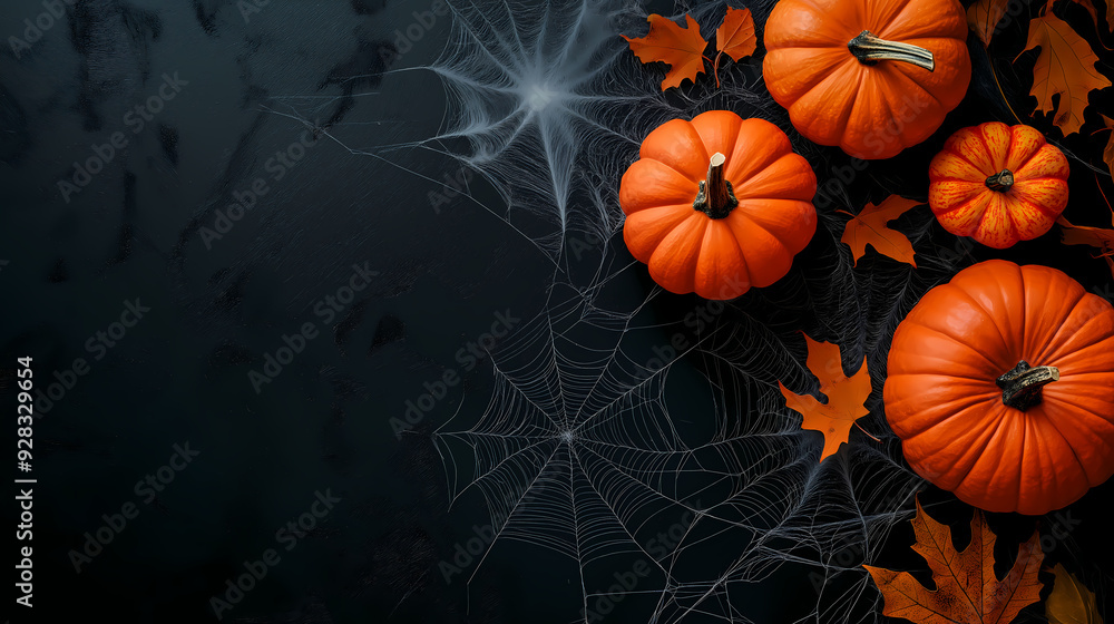 Autumn Pumpkins on Dark Background Autumn Pumpkins on Dark Background