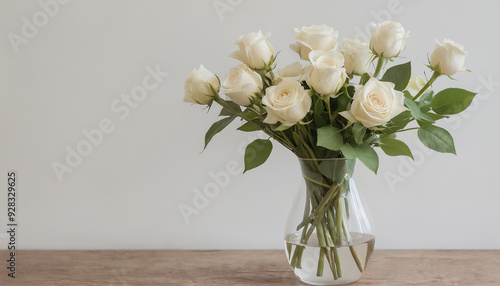 Wallpaper Mural white roses bouquet in a vase on white background Torontodigital.ca