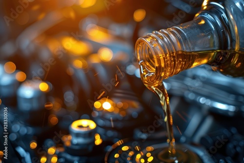 Adding high quality oil and fuel to the car s engine for maintenance and optimal performance