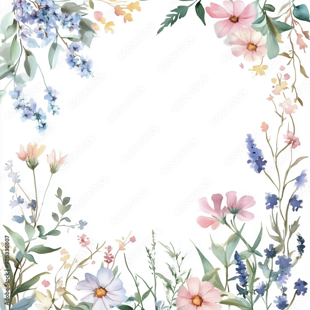 Fototapeta premium Watercolor_floral_frame