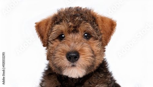 レークランド・テリアの子犬のポートレート（Lakeland Terrier puppy portrait on white background）
 photo