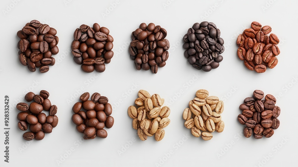 Organic coffee beans, hand-roasted selection, 3D illustration Organic coffee beans, hand-roasted selection, 3D illustration