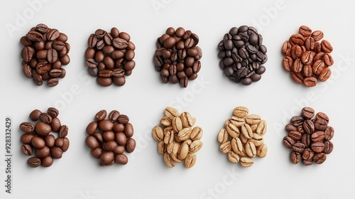 Organic coffee beans, hand-roasted selection, 3D illustration