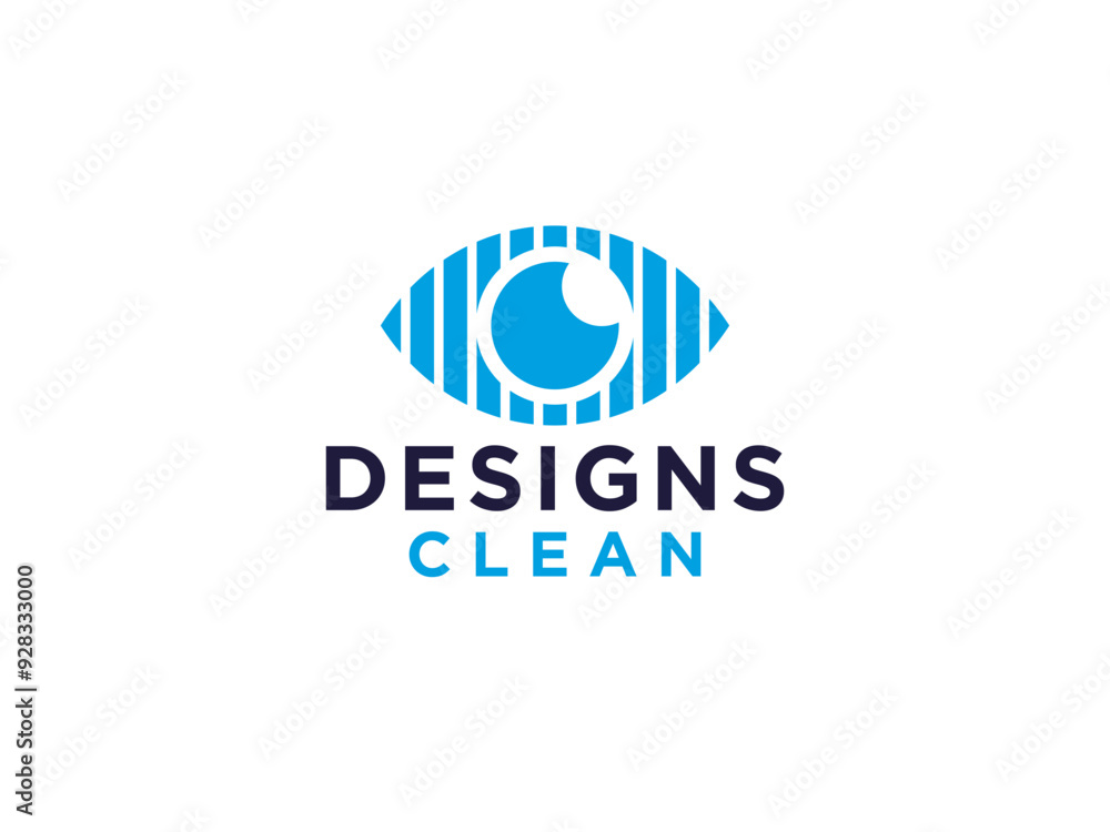 Abstract Eye Vision Logo. Blue Geometric Striped Lines Eye Icon with Eyeball inside isolated on White Background. Usable for Business and Technology Logos. Abstract Eye Vision Logo. Blue Geometric Striped Lines Eye Icon with Eyeball inside isolated on White Background. Usable for Business and Technology Logos.