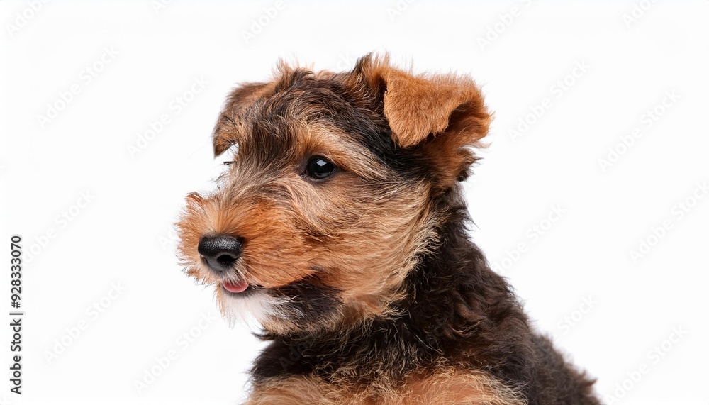 笑顔のレークランド・テリアの子犬のポートレート(Portrait of a smiling Lakeland Terrier puppy on white background)
笑顔のレークランド・テリアの子犬のポートレート(Portrait of a smiling Lakeland Terrier puppy on white background)