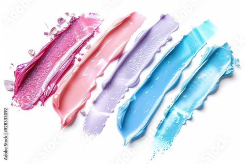 Assortment of pastel lip gloss smudges isolated on white