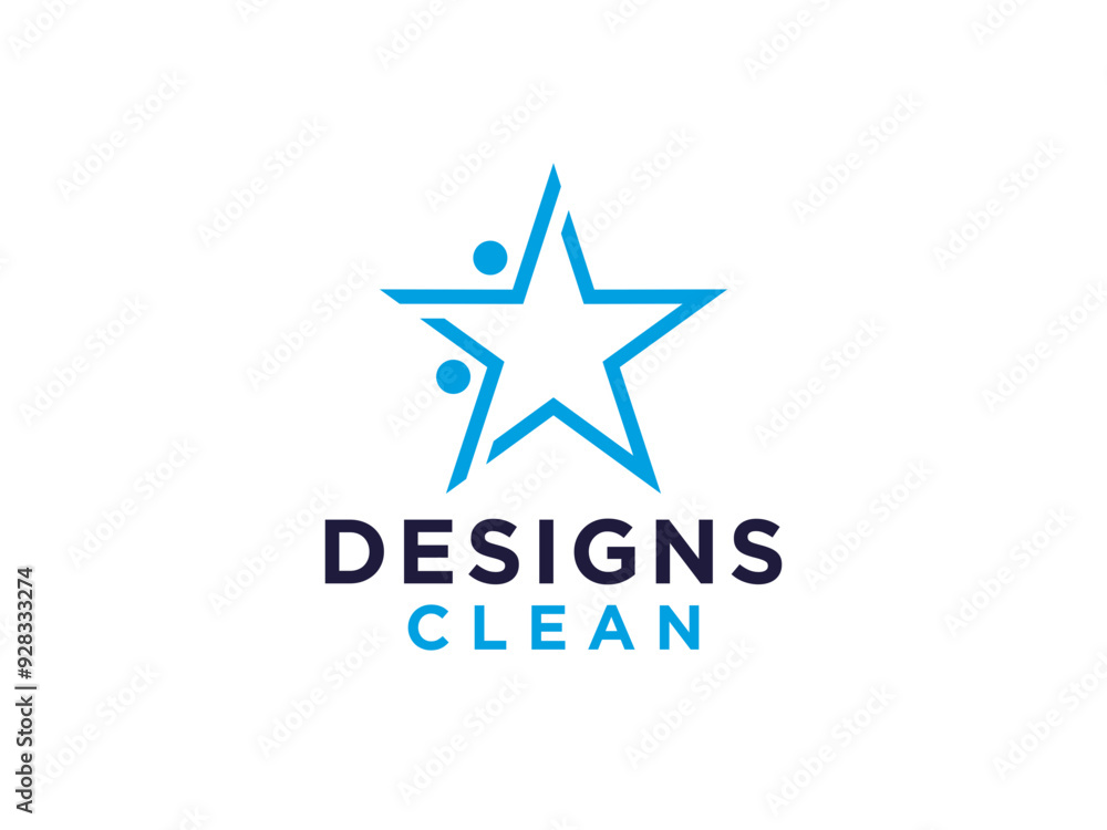 Fototapeta premium Colorful Five Star Icon Abstract People Logo isolated one white background.