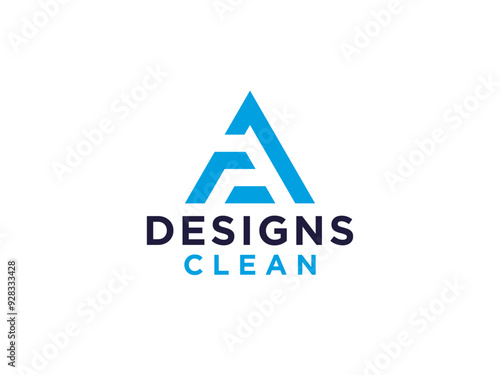 Letter A Logo Geometric Triangle Ribbon with Line isolated on White Background.