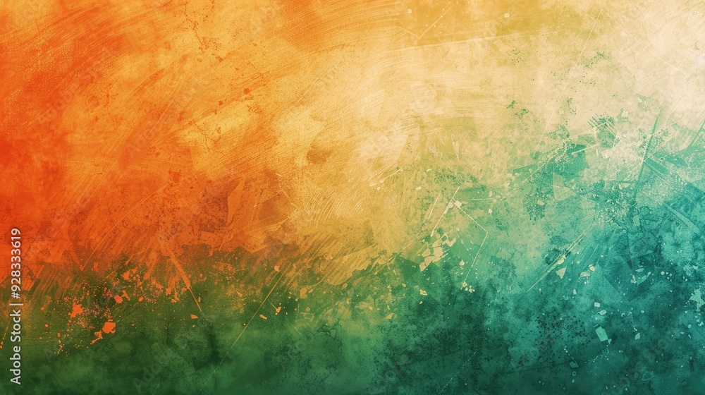 Obraz premium Abstract green and orange gradient grunge background, rough grunge backdrop