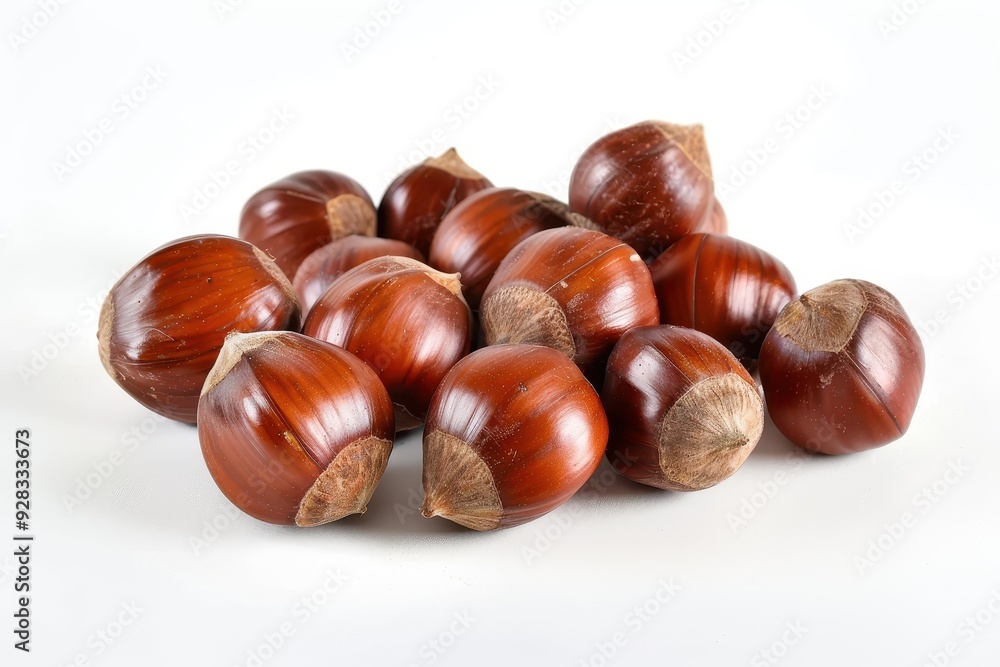 Autumn chestnut composition on whitebackground Autumn chestnut composition on whitebackground