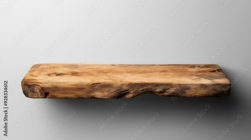 Rustic wooden shelf mounted on a smooth wall. Rustic wooden shelf mounted on a smooth wall.