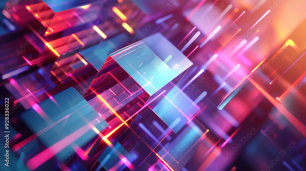 abstract wallpaper with harmonious geometric combinations and bright lighting, AI generated