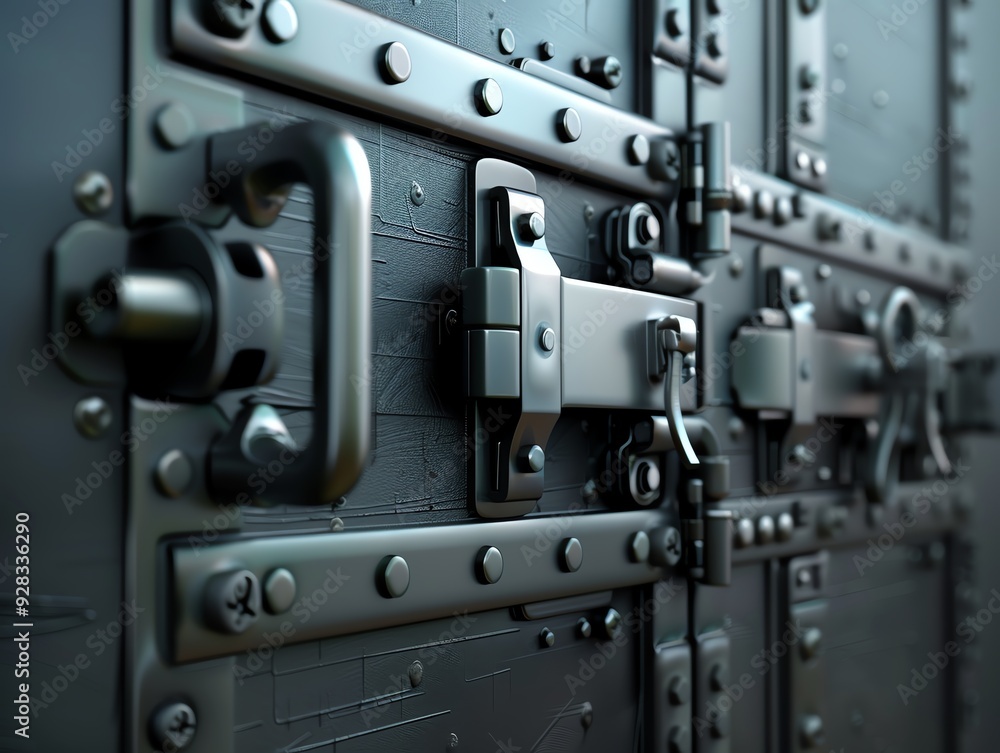Detailed 3D render of industrial latches and catches Detailed 3D render of industrial latches and catches