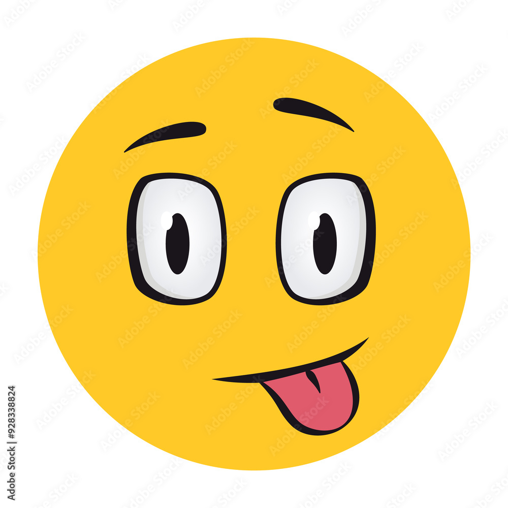 Cartoon faces. Funny face expressions, caricature emotions. Cute character with expressive eyes and mouth, smiley emoticon happy tongue emoticon Cartoon faces. Funny face expressions, caricature emotions. Cute character with expressive eyes and mouth, smiley emoticon happy tongue emoticon