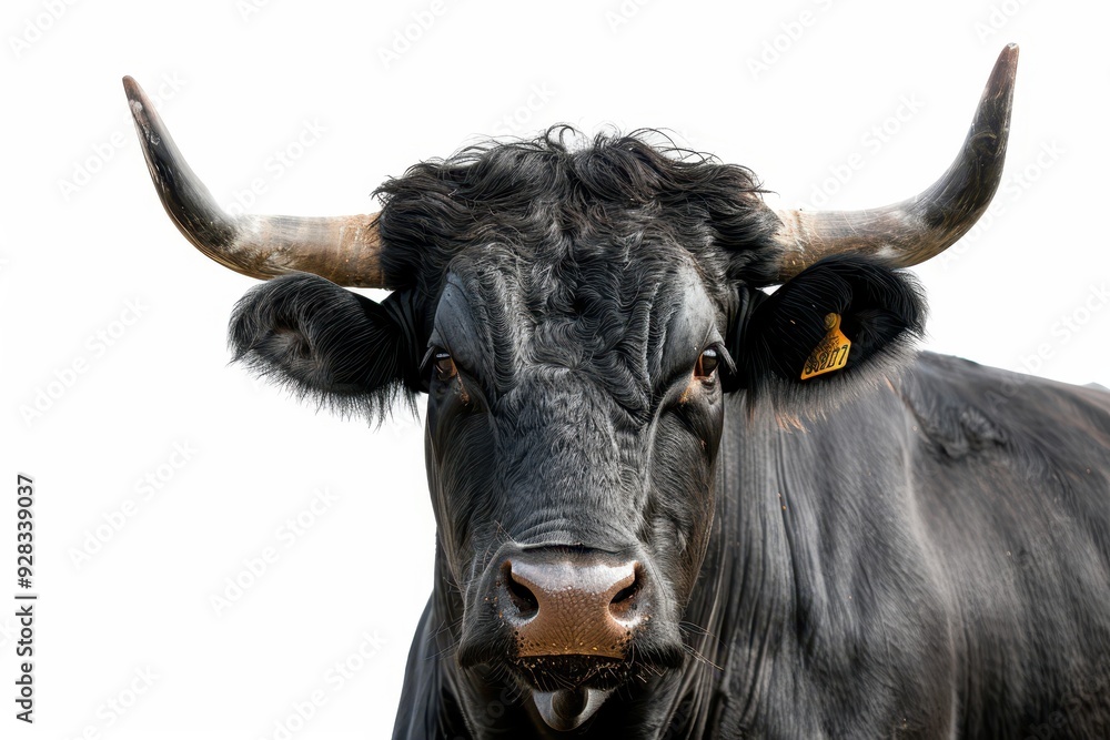 Naklejka premium Black bull face isolated on white background