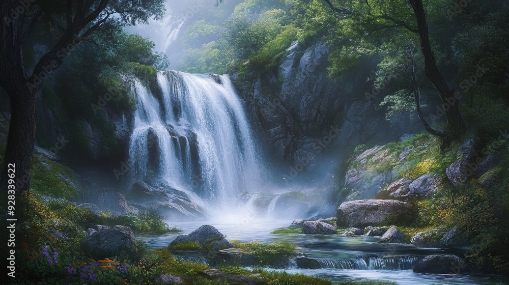 Hidden deep within the forest, pure waters tumble over ancient stones, creating a serene and enchanting scene. Hidden deep within the forest, pure waters tumble over ancient stones, creating a serene and enchanting scene.