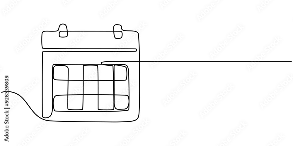 Tear-off sheet calendar with continuous line art. Time planner in a simple linear style. Vector illustration with one editable line drawing, Loose leaf calendar line art stylr hand drawing. line art Tear-off sheet calendar with continuous line art. Time planner in a simple linear style. Vector illustration with one editable line drawing, Loose leaf calendar line art stylr hand drawing. line art