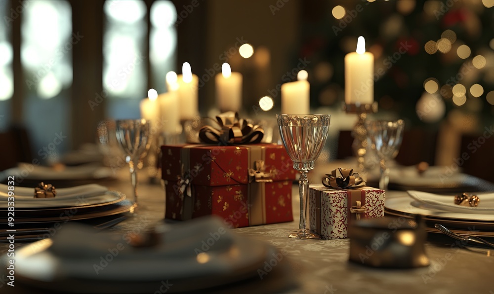 A table with a red box and a bunch of candles A table with a red box and a bunch of candles