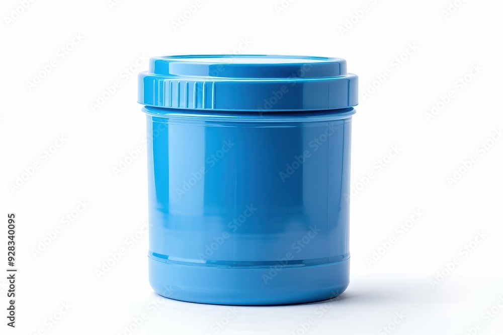 Blue plastic container on white background Blue plastic container on white background