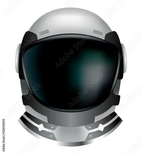 Obraz na płótnie Astronaut helmet, realistic cosmonaut mask with glass for space exploration and flight in cosmos. Part suit for protection spaceman head. Isolated illustration w salonie