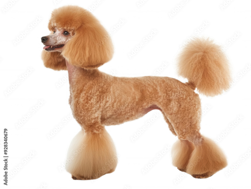 A stylish poodle with a fluffy coat, transparent background A stylish poodle with a fluffy coat, transparent background