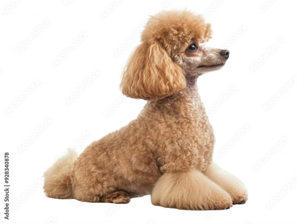 A charming poodle showcasing its fluffy coat and elegant posture, transparent background A charming poodle showcasing its fluffy coat and elegant posture, transparent background